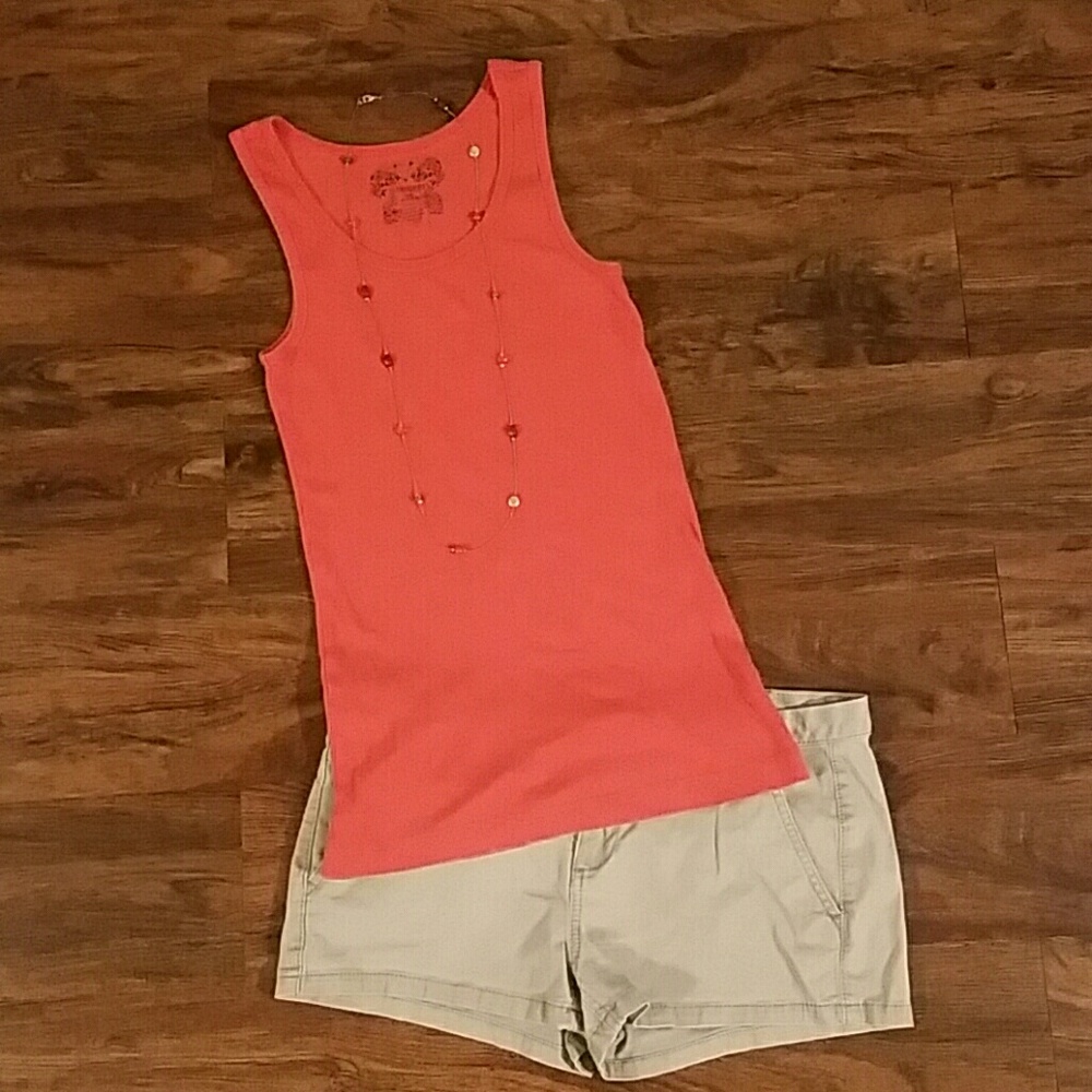Coral Ribbed Tank Top